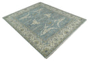 Hand Knotted 8x10 Oriental Oushak Silver, Ivory and Beige Wool Area Rug | TRDCP1195810