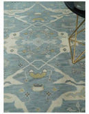 Hand Knotted 8x10 Oriental Oushak Silver, Ivory and Beige Wool Area Rug | TRDCP1195810