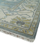 Hand Knotted 8x10 Oriental Oushak Silver, Ivory and Beige Wool Area Rug | TRDCP1195810