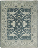 Hand Knotted 8x10 Oriental Oushak Teal and Beige Wool Area Rug