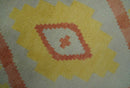 Hand Knotted 8x10 Silver, Peach and Mustard Southwestern wool area rug