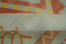 Hand Knotted 8x10 Silver, Peach and Mustard Southwestern wool area rug