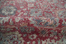 Vintage Hand Knotted 8x10 Traditional Gray And Red Oxidized Pile Wool Rug