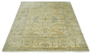 Hand Knotted 8x8 Oriental Oushak Ivory, Beige and Gray Wool Area Rug