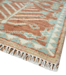 Hand knotted 9.4x12 Rust and Aqua Floral Tree wool Area Rug