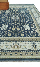 Hand Knotted 9x12 Charcoal, Camel and Ivory Traditional Vintage Persian Oushak Wool Rug | TRDCP926912