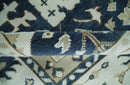 Hand Knotted 9x12 Charcoal, Camel and Ivory Traditional Vintage Persian Oushak Wool Rug | TRDCP926912