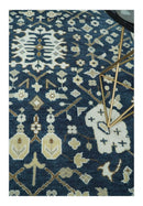 Hand Knotted 9x12 Charcoal, Camel and Ivory Traditional Vintage Persian Oushak Wool Rug | TRDCP926912