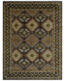 Hand Knotted 9x12 Olive,  Gold, Black and Brown Oriental Traditional Wool Area Rug