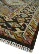 Hand Knotted 9x12 Olive,  Gold, Black and Brown Oriental Traditional Wool Area Rug