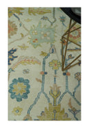 Hand Knotted 9x12 Ivory and Blue Traditional Vintage Persian Style Wool Rug