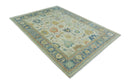 Hand Knotted 9x12 Ivory and Blue Traditional Vintage Persian Style Wool Rug
