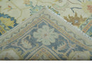 Hand Knotted 9x12 Ivory and Blue Traditional Vintage Persian Style Wool Rug