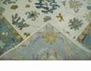 Hand Knotted 9x12 Ivory, Silver and Beige Traditional Style Oushak Wool Rug