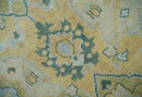 Hand Knotted 9x12 Oriental Oushak Beige and Blue Wool Area Rug | TRDCP1085912