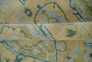 Hand Knotted 9x12 Oriental Oushak Beige and Blue Wool Area Rug | TRDCP1085912