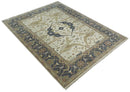 Hand Knotted 9x12 Persian Oushak Beige and Charcoal Wool Large Rug | TRDCP82912