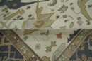 Hand Knotted 9x12 Persian Oushak Beige and Charcoal Wool Large Rug | TRDCP82912