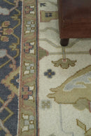 Hand Knotted 9x12 Persian Oushak Beige and Charcoal Wool Large Rug | TRDCP82912