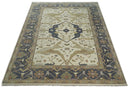 Hand Knotted 9x12 Persian Oushak Beige and Charcoal Wool Large Rug | TRDCP82912