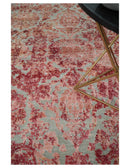 Hand Knotted 9x12 Pink and Silver Modern Abstract Bamboo Silk and Wool Area Rug