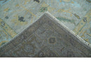 Hand Knotted 9x12 Silver and Beige Antique Finish Oushak Turkish Style Wool Area Rug | TRDCP1092912