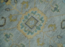 Hand Knotted 9x12 Silver and Beige Antique Finish Oushak Turkish Style Wool Area Rug | TRDCP1092912