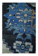 Blue and Black  Hand Knotted  Traditional Heriz Multi Size Wool Area Rug