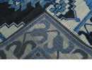 Blue and Black  Hand Knotted  Traditional Heriz Multi Size Wool Area Rug