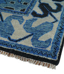 Blue and Black  Hand Knotted  Traditional Heriz Multi Size Wool Area Rug