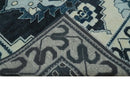 Hand Knotted Antique 8x10 Ivory and Blue Traditional Heriz Serapi Wool Rug | TRDCP859810