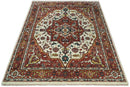 Rust And Ivory Traditional Medallion Hand Knotted Wool Area Rug