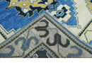 Hand Knotted Antique 8x10 Ivory, Blue and Beige Traditional Heriz Serapi Wool Rug | TRDCP861810