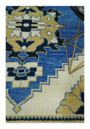 Hand Knotted Antique 8x10 Ivory, Blue and Beige Traditional Heriz Serapi Wool Rug | TRDCP861810