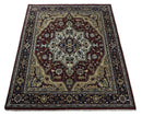 Hand Knotted Antique 8x10 Maroon and brown Traditional Heriz Vintage Style Area Rug | TRDC434810