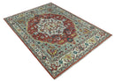 Hand Knotted Antique 8x10 Red and Ivory Traditional Persian Vintage Style Area Rug | TRDC5541014