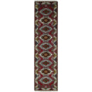 Hand Knotted 2.8x10 Traditional Kazak Ivory and Red Wool Area Rug