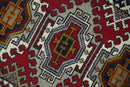 Hand Knotted 2.8x10 Traditional Kazak Ivory and Red Wool Area Rug