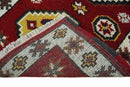 Traditional Kazak Red and Ivory Hand Knotted Wool 2x7 Area Rug