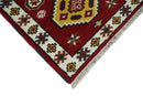 Traditional Kazak Red and Ivory Hand Knotted Wool 2x7 Area Rug