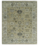 Hand Knotted Olive and Beige Traditional Oushak Multi Size Wool Area Rug