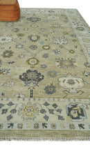 Hand Knotted Olive and Beige Traditional Oushak Multi Size Wool Area Rug