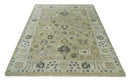Hand Knotted Olive and Beige Traditional Oushak Multi Size Wool Area Rug