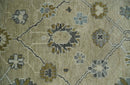 Hand Knotted Olive and Beige Traditional Oushak Multi Size Wool Area Rug