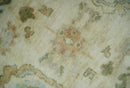 Hand Knotted Antique Style Beige and Silver 8x10 Oushak Wool Area Rug