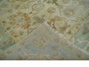 Hand Knotted Antique Style Beige and Silver 8x10 Oushak Wool Area Rug