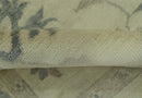Hand Knotted Beige And Blue Traditional Oushak Design 9x11 Wool Area Rug