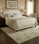 Hand Knotted Beige And Blue Traditional Oushak Design 9x11 Wool Area Rug