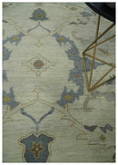 Hand Knotted Beige and Charcoal Oriental Multi Size Oushak Wool Area Rug