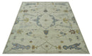 Hand Knotted Beige and Charcoal Oriental Multi Size Oushak Wool Area Rug